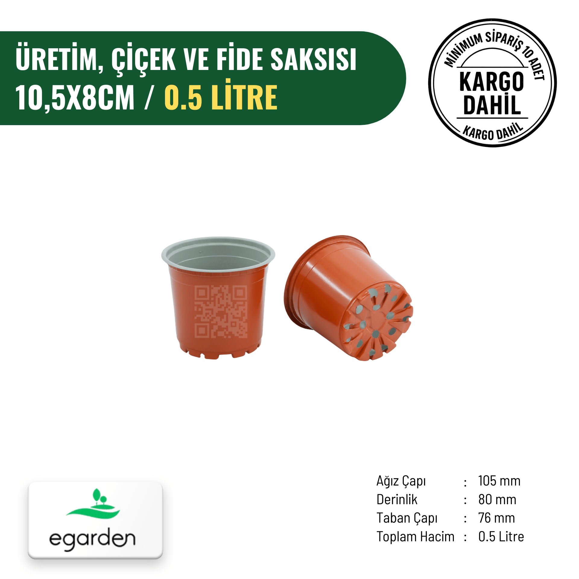 Üretim, Çiçek ve Fide Saksısı 10,5x8 cm – 0.5 Litre